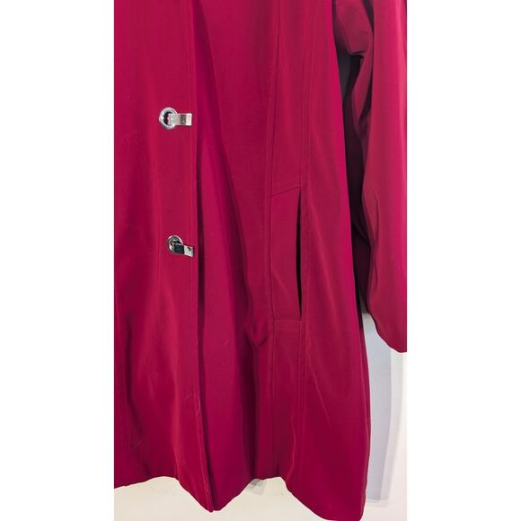 London Fog Womens All Weather Coat XL RED Silver clasps Preppy Classic Hooded - Picture 3 of 9